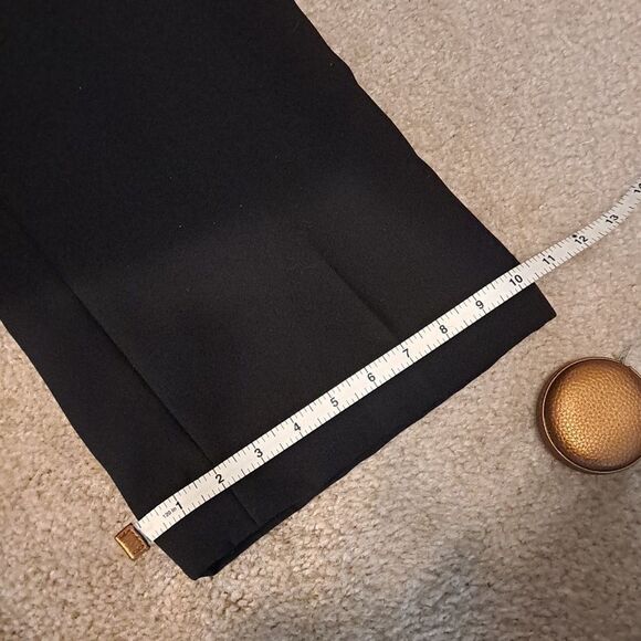 Trousers Women’s Black Wide Leg Front Button Zip Fly Lined Sz 12 Polyester Crepe - Picture 11 of 11